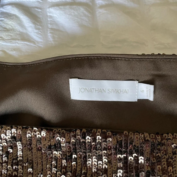 Jonathan Simkhai Allura brown sequin square neck puff sleeve top - Picture 5 of 12